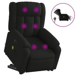 vidaXL Sillón de masaje eléctrico reclinable elevable tela negro
