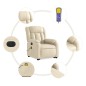 vidaXL Sillón de masaje eléctrico reclinable elevable tela crema vidaXL Sillón de masaje eléctrico reclinable elevable tela crema