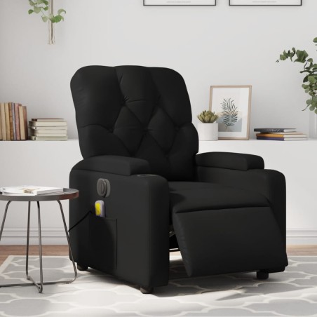 vidaXL Sillón de masaje reclinable eléctrico cuero sintético negro