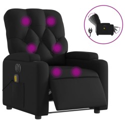 vidaXL Sillón de masaje reclinable eléctrico cuero sintético negro