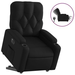 vidaXL Sillón reclinable y elevable eléctrico cuero sintético negro