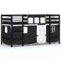 vidaXL Cama alta niños con cortinas madera pino blanco negro 80x200 cm