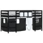 vidaXL Cama alta niños con cortinas madera pino blanco negro 80x200 cm