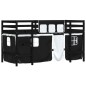 vidaXL Cama alta niños con cortinas madera pino blanco negro 80x200 cm