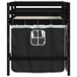 vidaXL Cama alta niños con cortinas madera pino blanco negro 80x200 cm