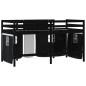 vidaXL Cama alta niños con cortinas madera pino blanco negro 80x200 cm