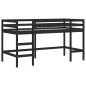 vidaXL Cama alta niños con cortinas madera pino blanco negro 80x200 cm