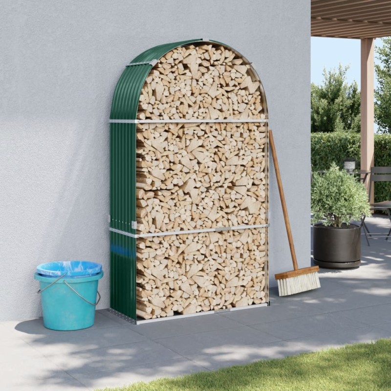 vidaXL Leñero de acero galvanizado verde 120x45x210 cm vidaXL Leñero de acero galvanizado verde 120x45x210 cm