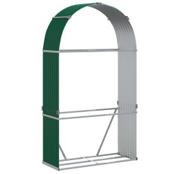 vidaXL Leñero de acero galvanizado verde 120x45x210 cm