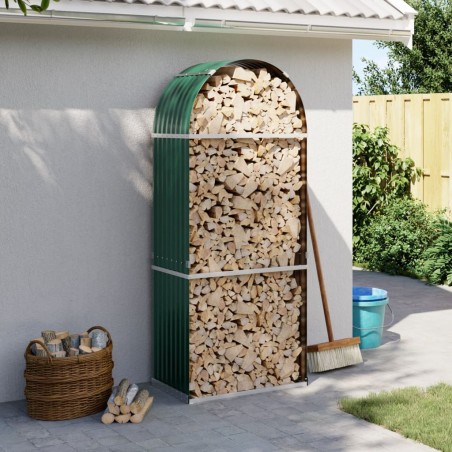 vidaXL Leñero de acero galvanizado verde 80x45x190 cm
