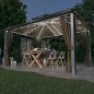 vidaXL Cenador con cortina y tira de luz LED aluminio taupé 400x300cm vidaXL Cenador con cortina y tira de luz LED aluminio taupé 400x300cm