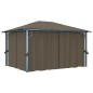 vidaXL Cenador con cortina y tira de luz LED aluminio taupé 400x300cm vidaXL Cenador con cortina y tira de luz LED aluminio taupé 400x300cm