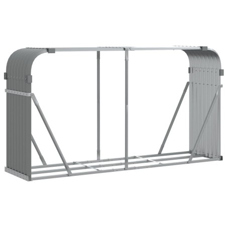 vidaXL Leñero de acero galvanizado gris claro 180x45x100 cm