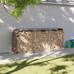 vidaXL Leñero de acero galvanizado marrón 234x45x100 cm