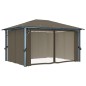 vidaXL Cenador con cortina y tira de luz LED aluminio taupé 400x300cm vidaXL Cenador con cortina y tira de luz LED aluminio taupé 400x300cm