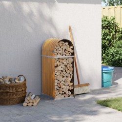 vidaXL Leñero de acero galvanizado marrón claro 40x45x100 cm