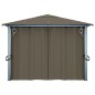 vidaXL Cenador con cortina y tira de luz LED aluminio taupé 400x300cm vidaXL Cenador con cortina y tira de luz LED aluminio taupé 400x300cm