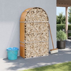 vidaXL Leñero de acero galvanizado marrón claro 120x45x210 cm