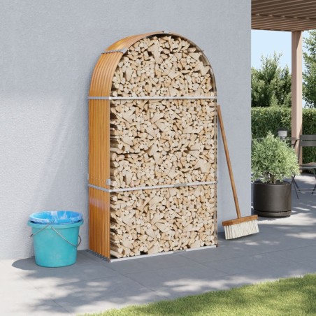 vidaXL Leñero de acero galvanizado marrón claro 120x45x210 cm