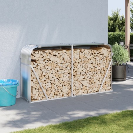 vidaXL Leñero de acero galvanizado plateado 180x45x100 cm