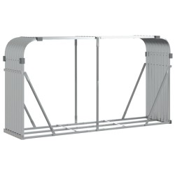 vidaXL Leñero de acero galvanizado plateado 180x45x100 cm