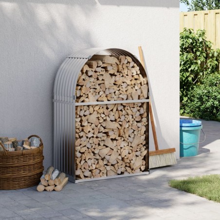 vidaXL Leñero de acero galvanizado plateado 80x45x120 cm