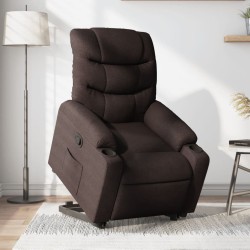 vidaXL Sillón reclinable elevable tela marrón oscuro
