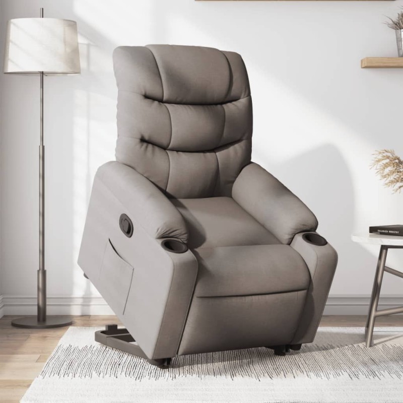 vidaXL Sillón reclinable elevable tela gris taupe vidaXL Sillón reclinable elevable tela gris taupe