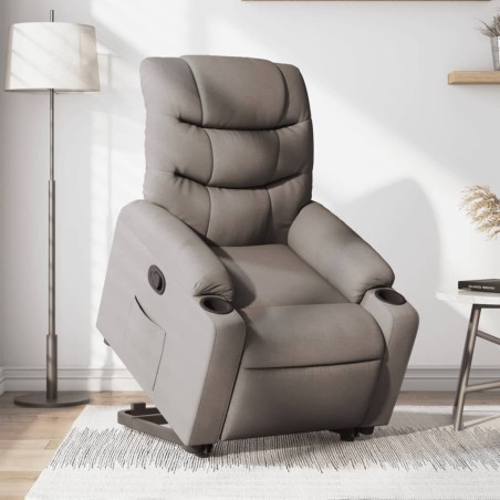 vidaXL Sillón reclinable elevable tela gris taupe
