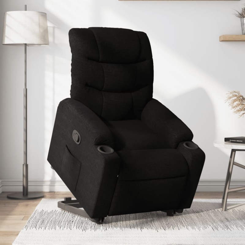 vidaXL Sillón eléctrico reclinable elevable de tela negro vidaXL Sillón eléctrico reclinable elevable de tela negro