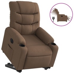 vidaXL Sillón eléctrico reclinable elevable de tela marrón