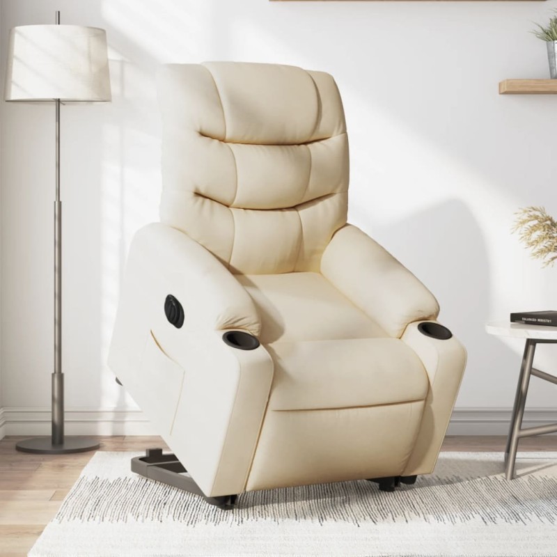 vidaXL Sillón eléctrico reclinable elevable de tela color crema vidaXL Sillón eléctrico reclinable elevable de tela color crema