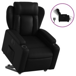 vidaXL Sillón reclinable y elevable eléctrico cuero sintético negro
