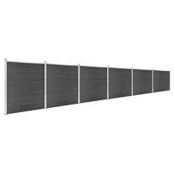 vidaXL Juego de paneles de valla WPC negro 1045x186 cm