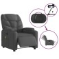 vidaXL Sillón reclinable de masaje eléctrico tela gris oscuro