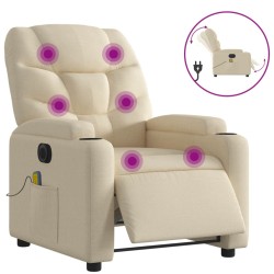 vidaXL Sillón reclinable de masaje eléctrico tela color crema