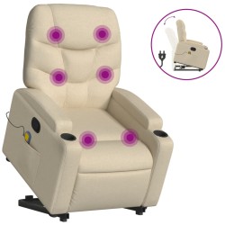 vidaXL Silla de masaje reclinable de pie de tela color crema