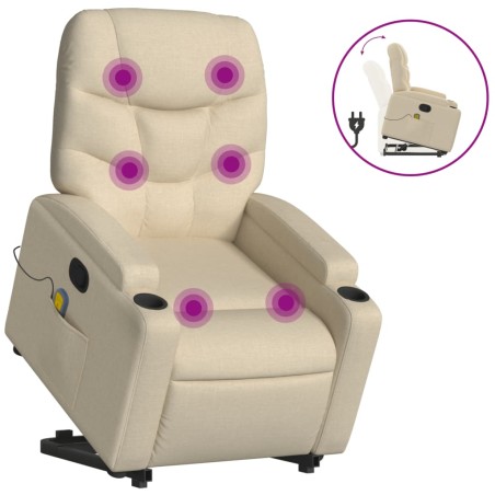 vidaXL Silla de masaje reclinable de pie de tela color crema