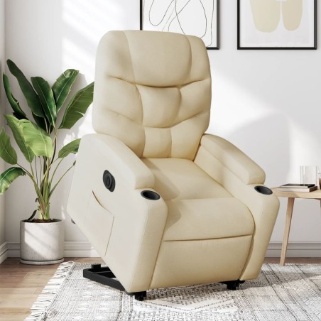 vidaXL Sillón eléctrico reclinable elevable de tela color crema