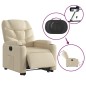 vidaXL Sillón eléctrico reclinable elevable de tela color crema
