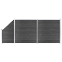 vidaXL Set de paneles de valla WPC negro 446x(105-186) cm  