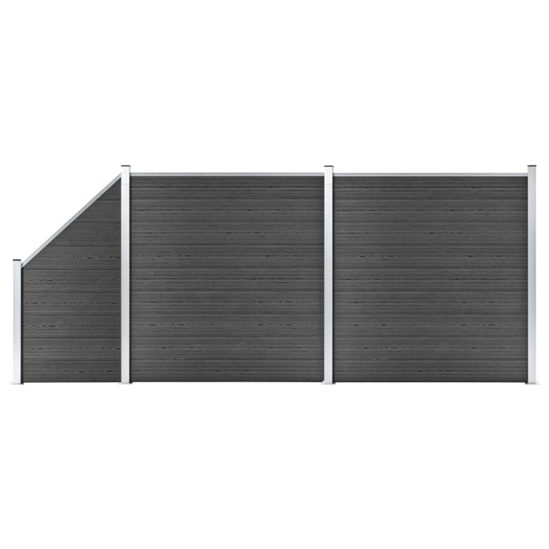 vidaXL Set de paneles de valla WPC negro 446x(105-186) cm vidaXL Set de paneles de valla WPC negro 446x(105-186) cm