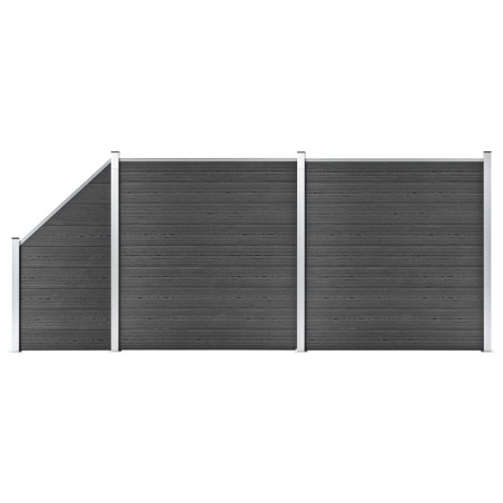 vidaXL Set de paneles de valla WPC negro 446x(105-186) cm  