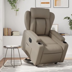 vidaXL Sillón elevable eléctrico cuero artificial capuchino