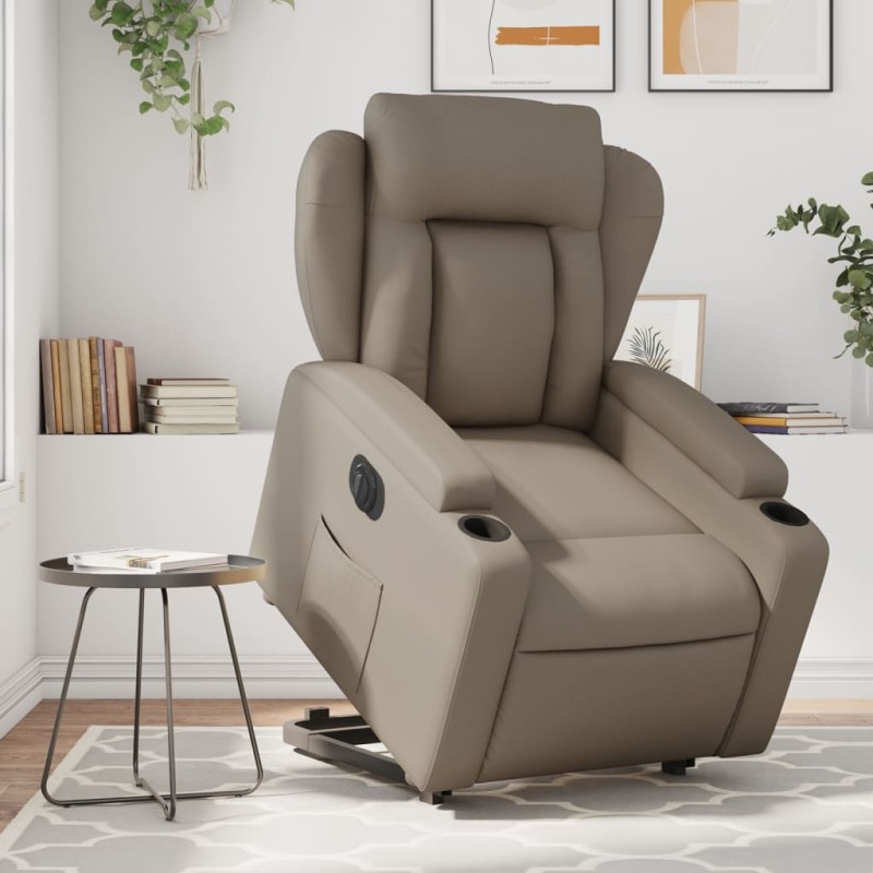 vidaXL Sillón elevable eléctrico cuero artificial capuchino vidaXL Sillón elevable eléctrico cuero artificial capuchino