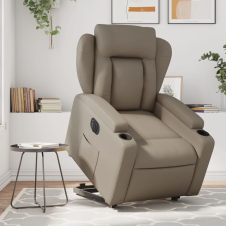 vidaXL Sillón elevable eléctrico cuero artificial capuchino