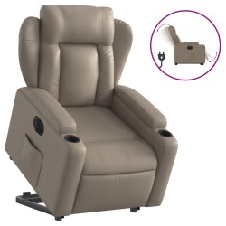 vidaXL Sillón elevable eléctrico cuero artificial capuchino