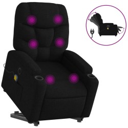 vidaXL Sillón de masaje eléctrico reclinable elevable tela negro