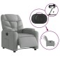 vidaXL Sillón reclinable eléctrico tela gris claro vidaXL Sillón reclinable eléctrico tela gris claro