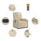 vidaXL Sillón de masaje eléctrico reclinable elevable tela crema vidaXL Sillón de masaje eléctrico reclinable elevable tela crema
